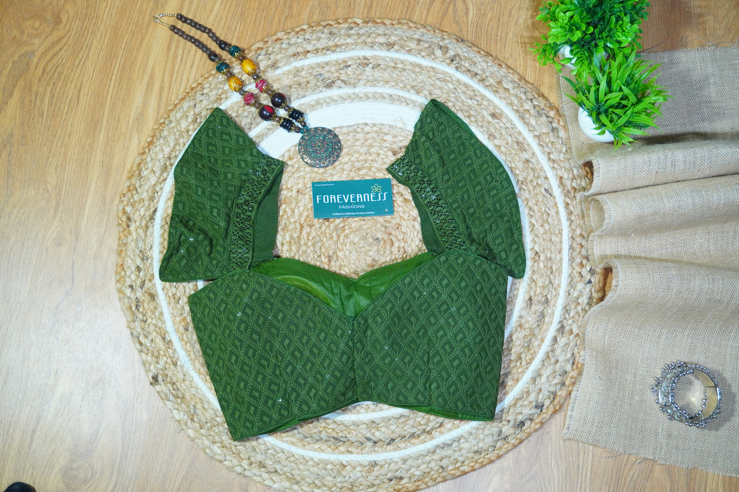 Mehndi Green Chikankari Blouse