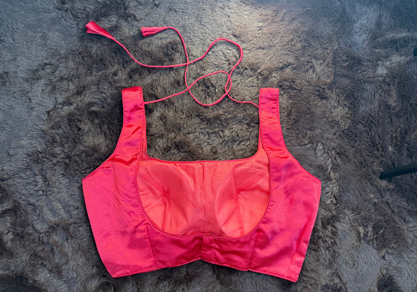 Pink Satin Sleeveless Blouse