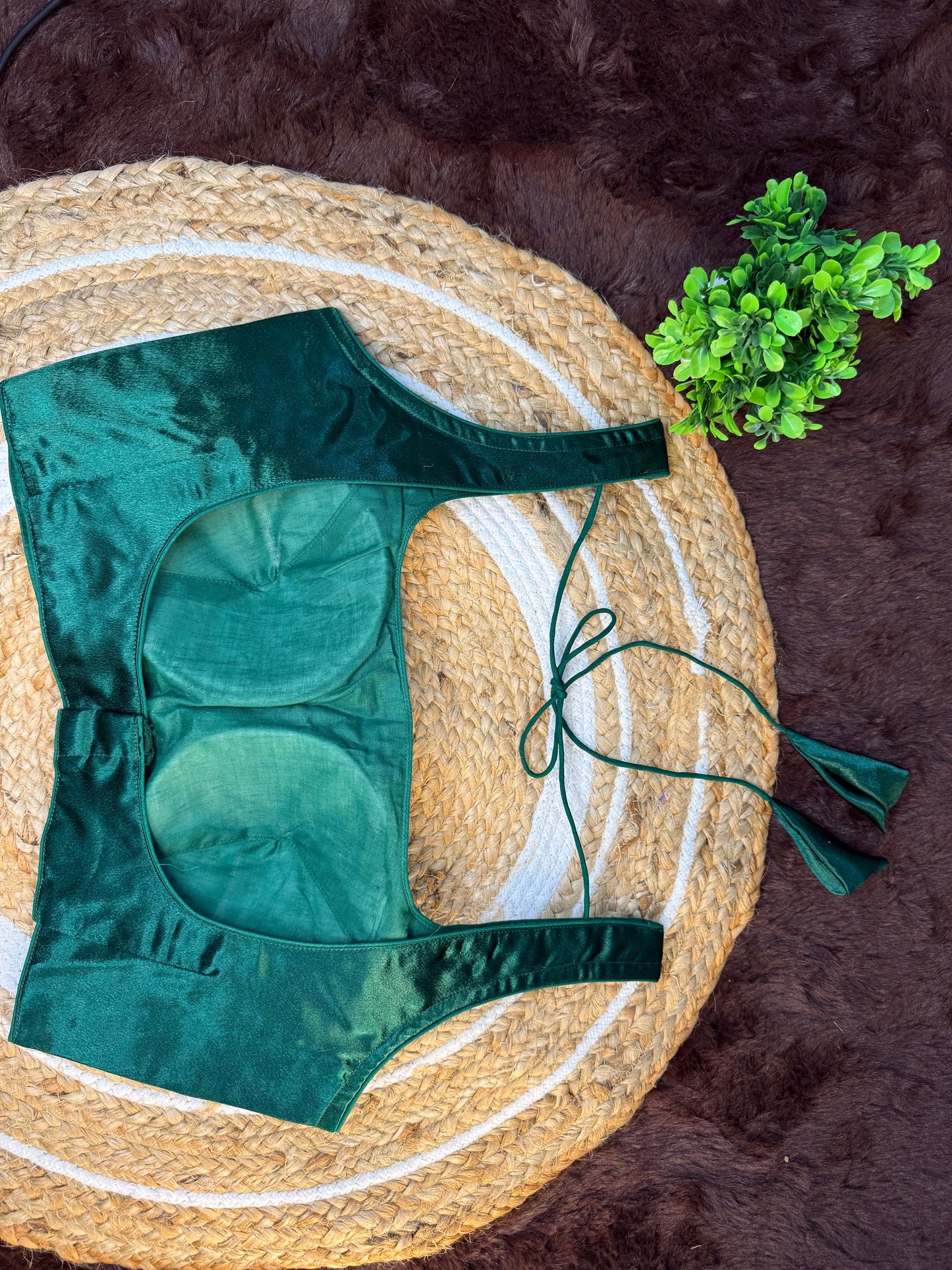 Green Satin Sleeveless Blouse