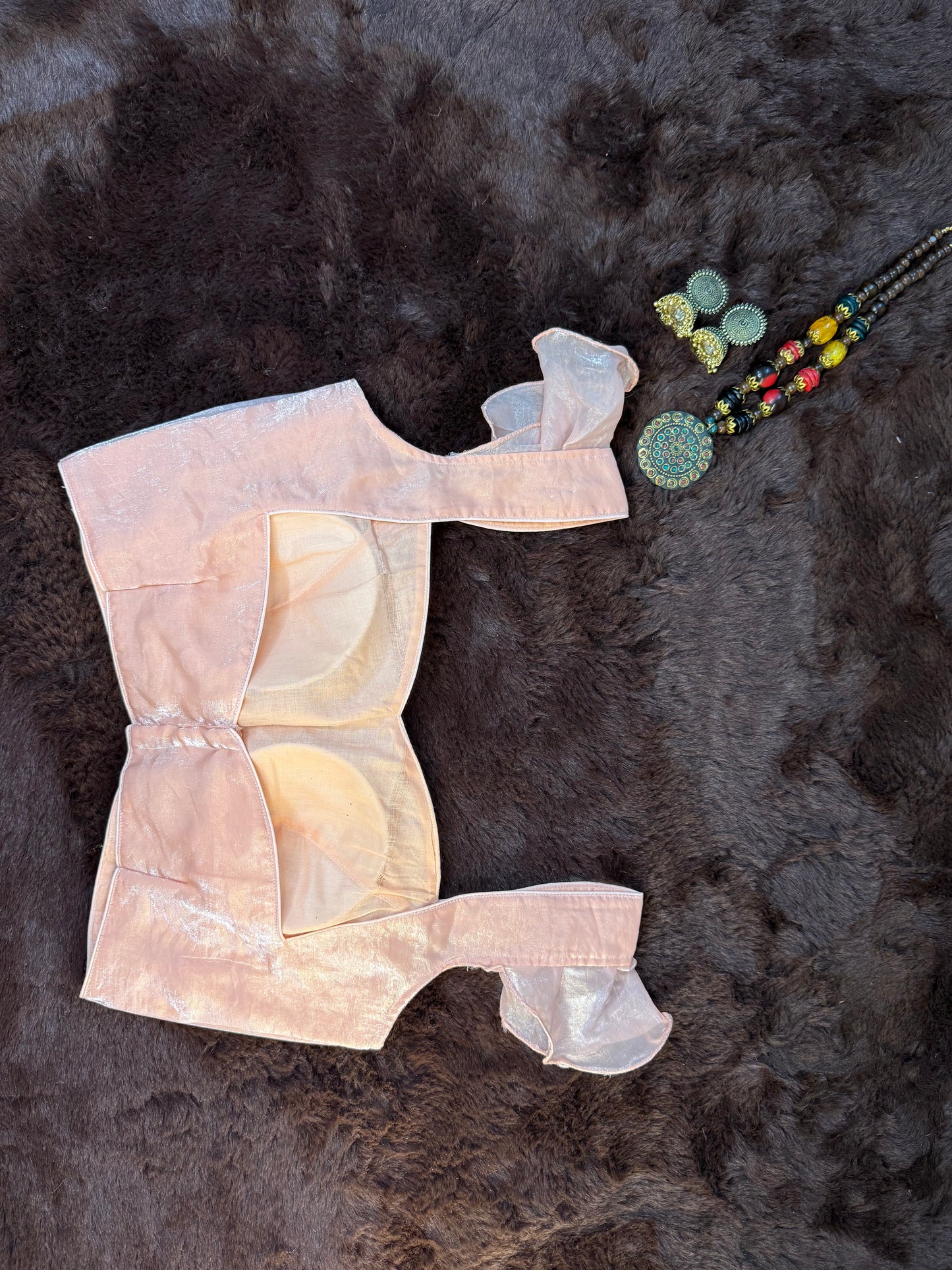 Light Pink Jimmy Choo Blouse with Short Ruffle Sleeves