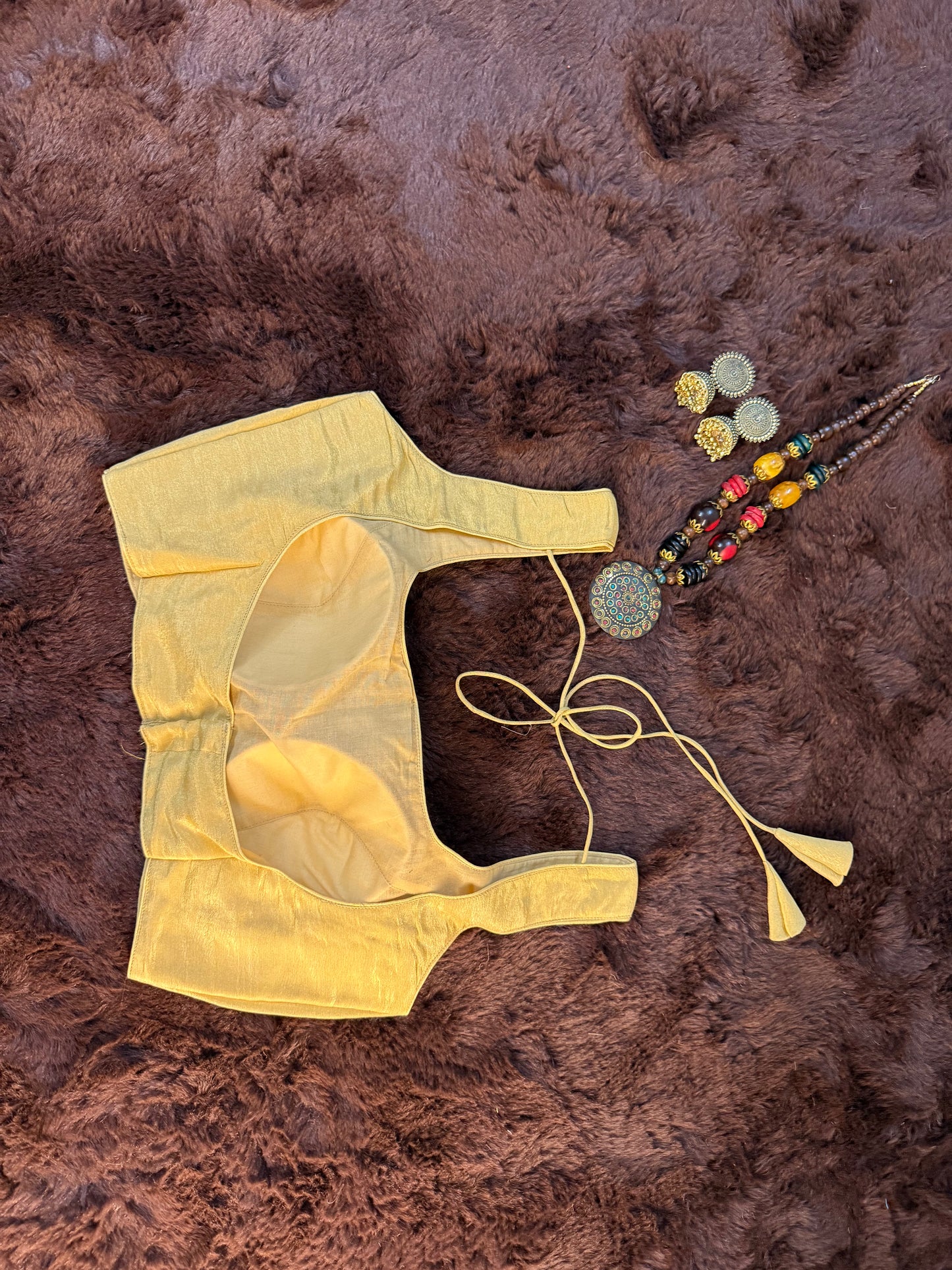 Golden Crush Tissue Sleeveless Blouse