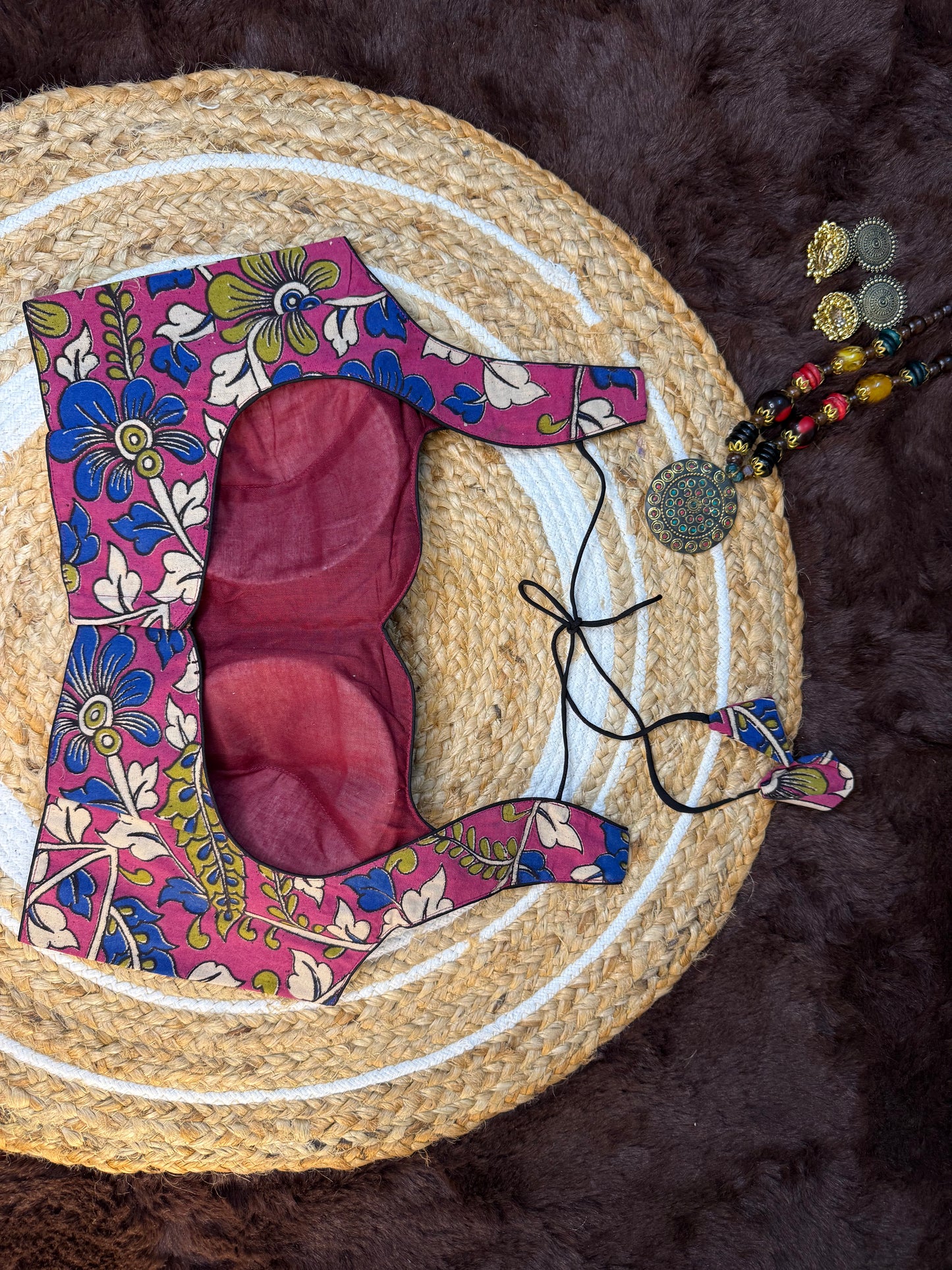 Magenta Floral Handblocked Print Sleeveless