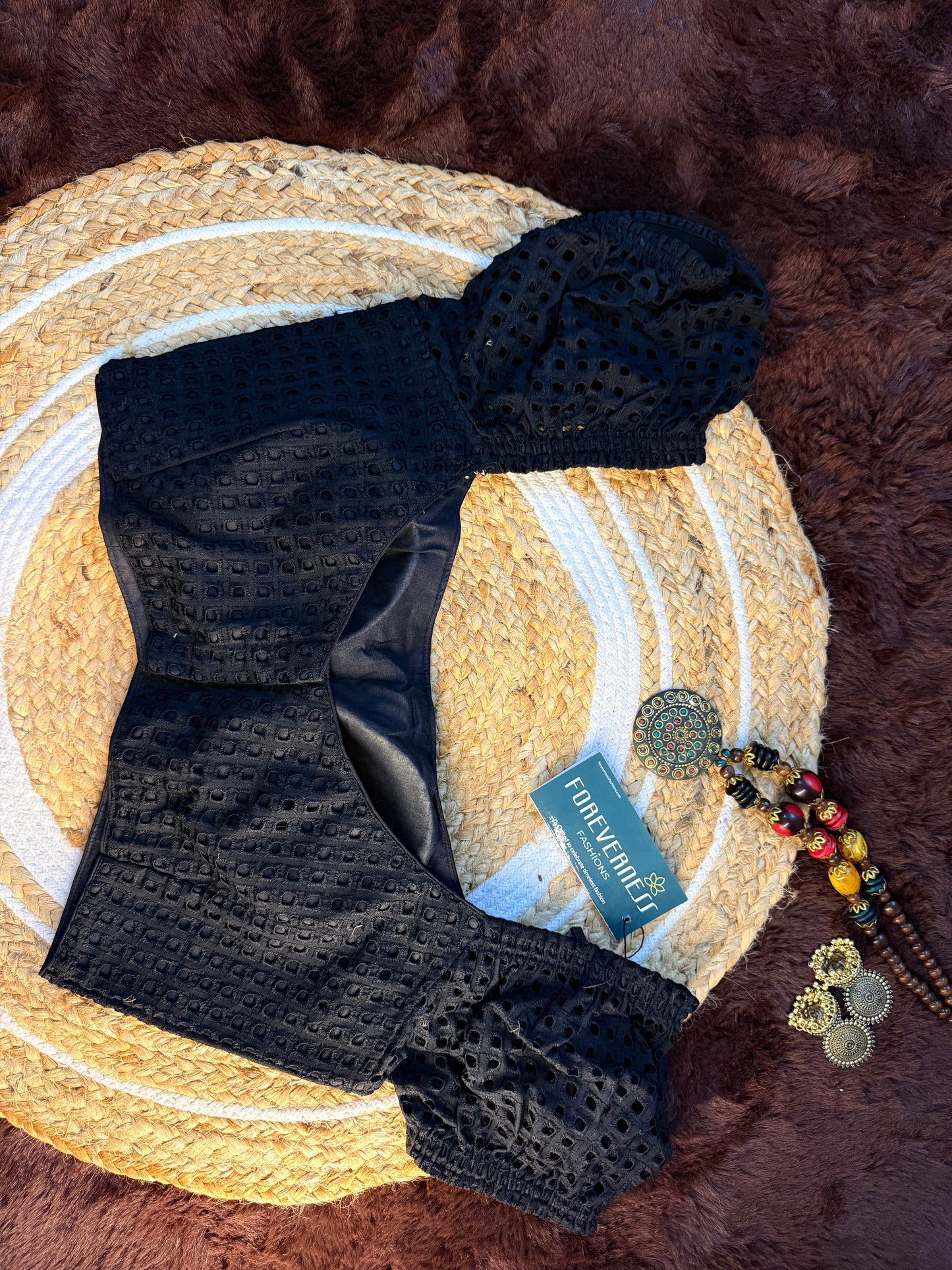 Chikankari Blouse with Puff Sleeves