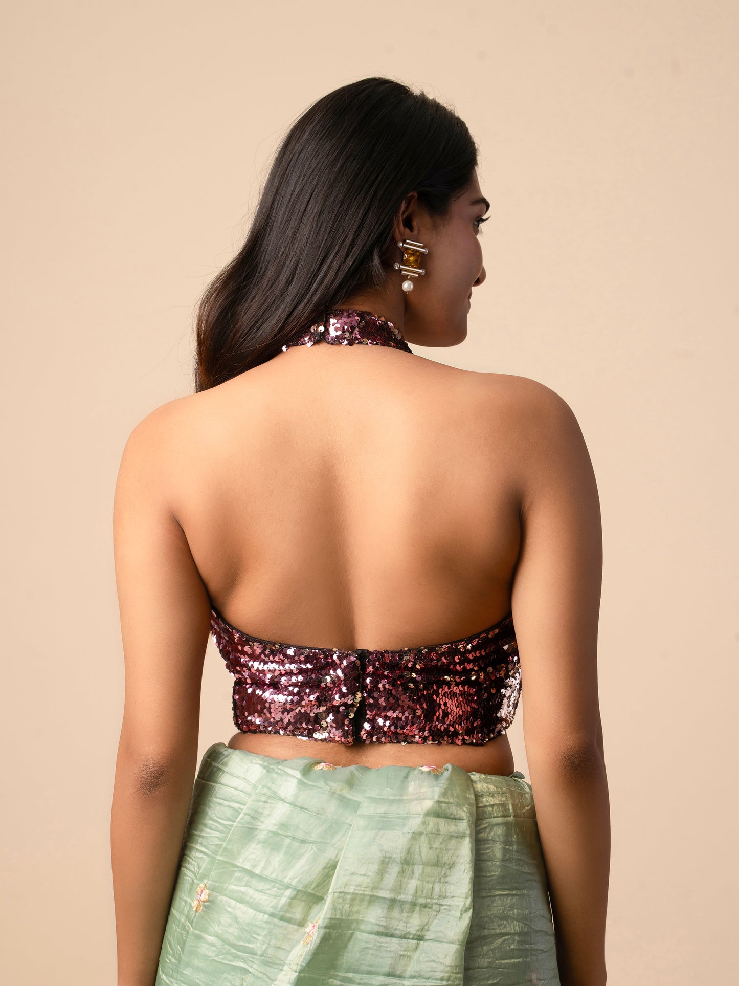 Glam Sequin Halter Blouse