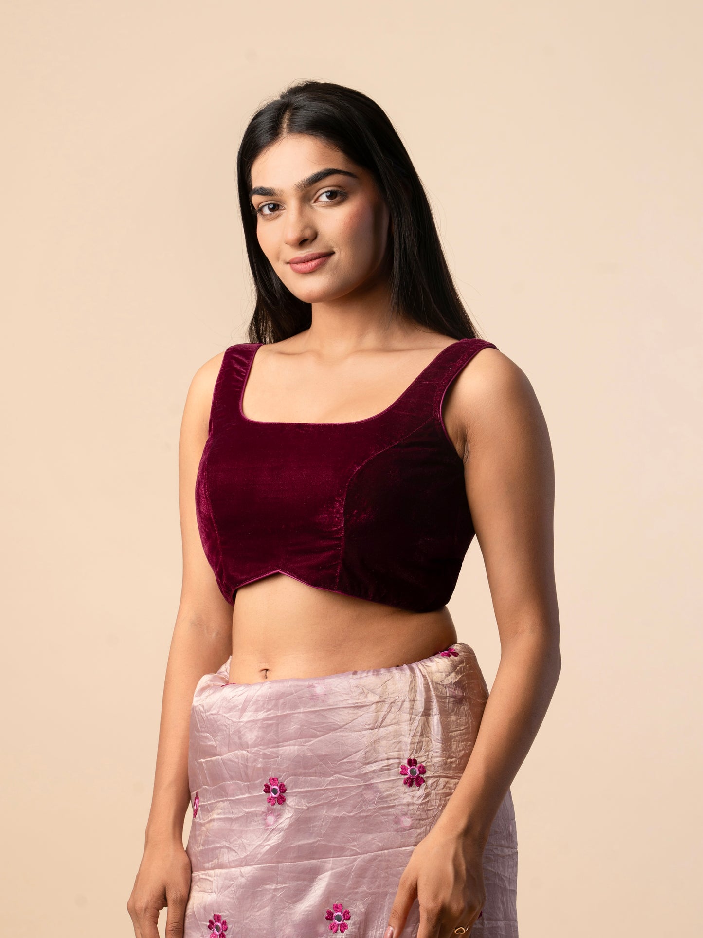 Deep Wine Velvet Blouse