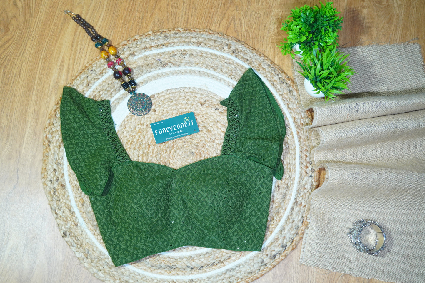 Mehndi Green Chikankari Blouse