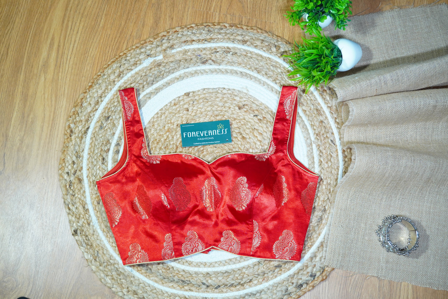 Banarasi Silk Blouse with Gold Zari Buti