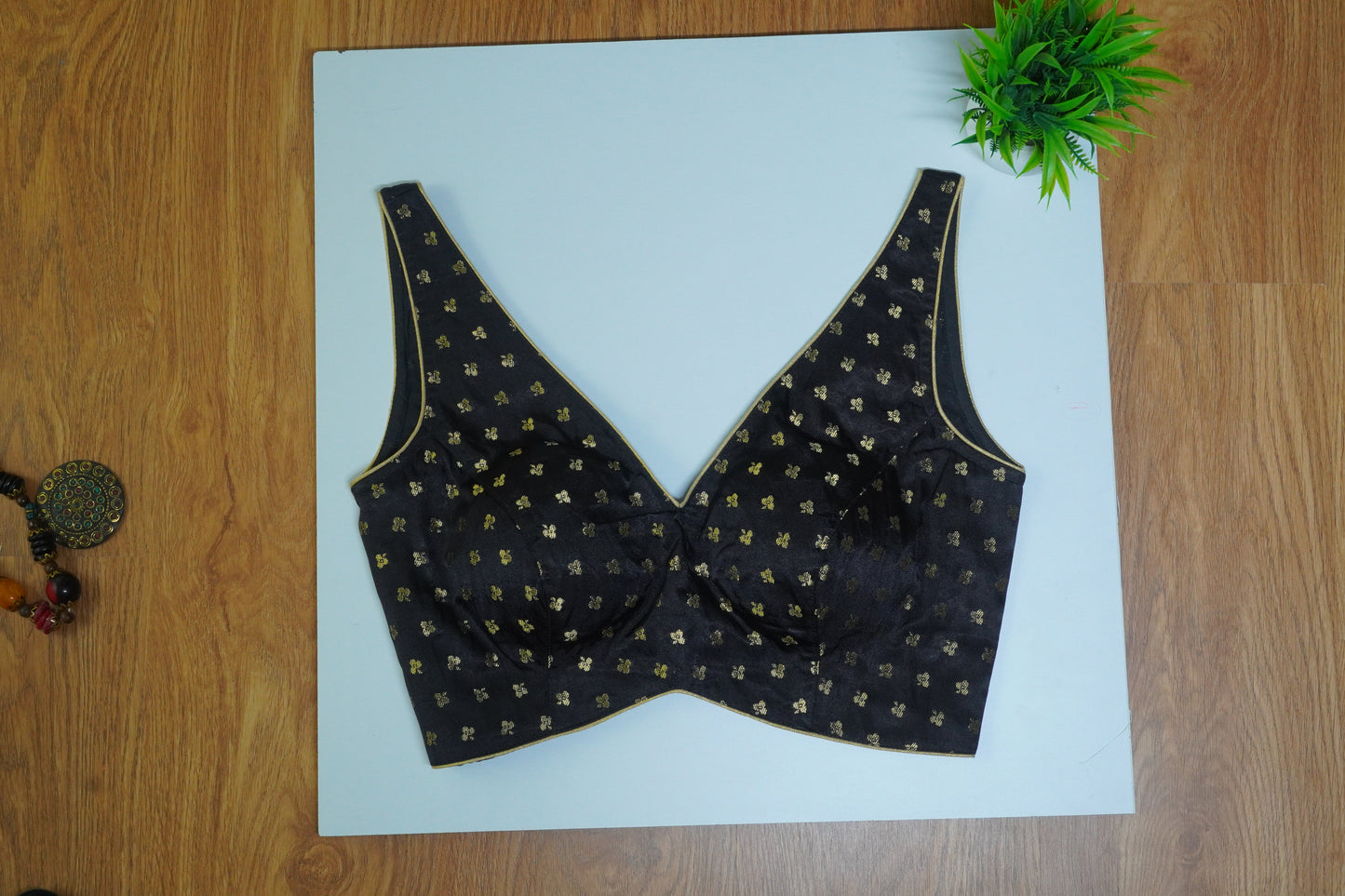 Banarasi Silk Blouse with Gold Zari Buti