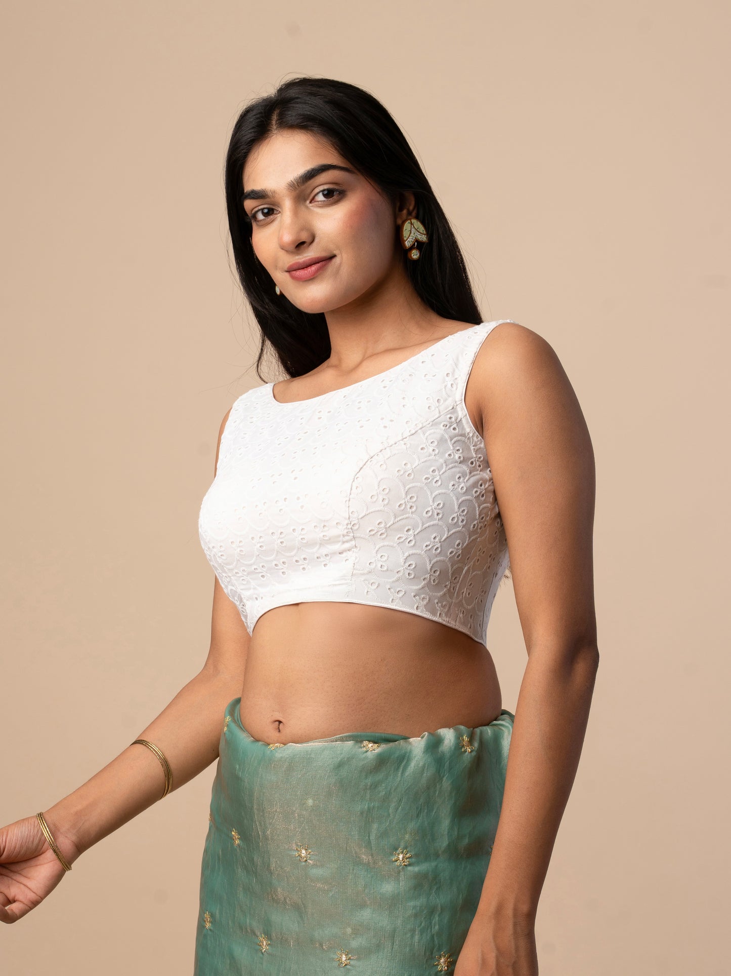 White Chikankari Cotton Blouse