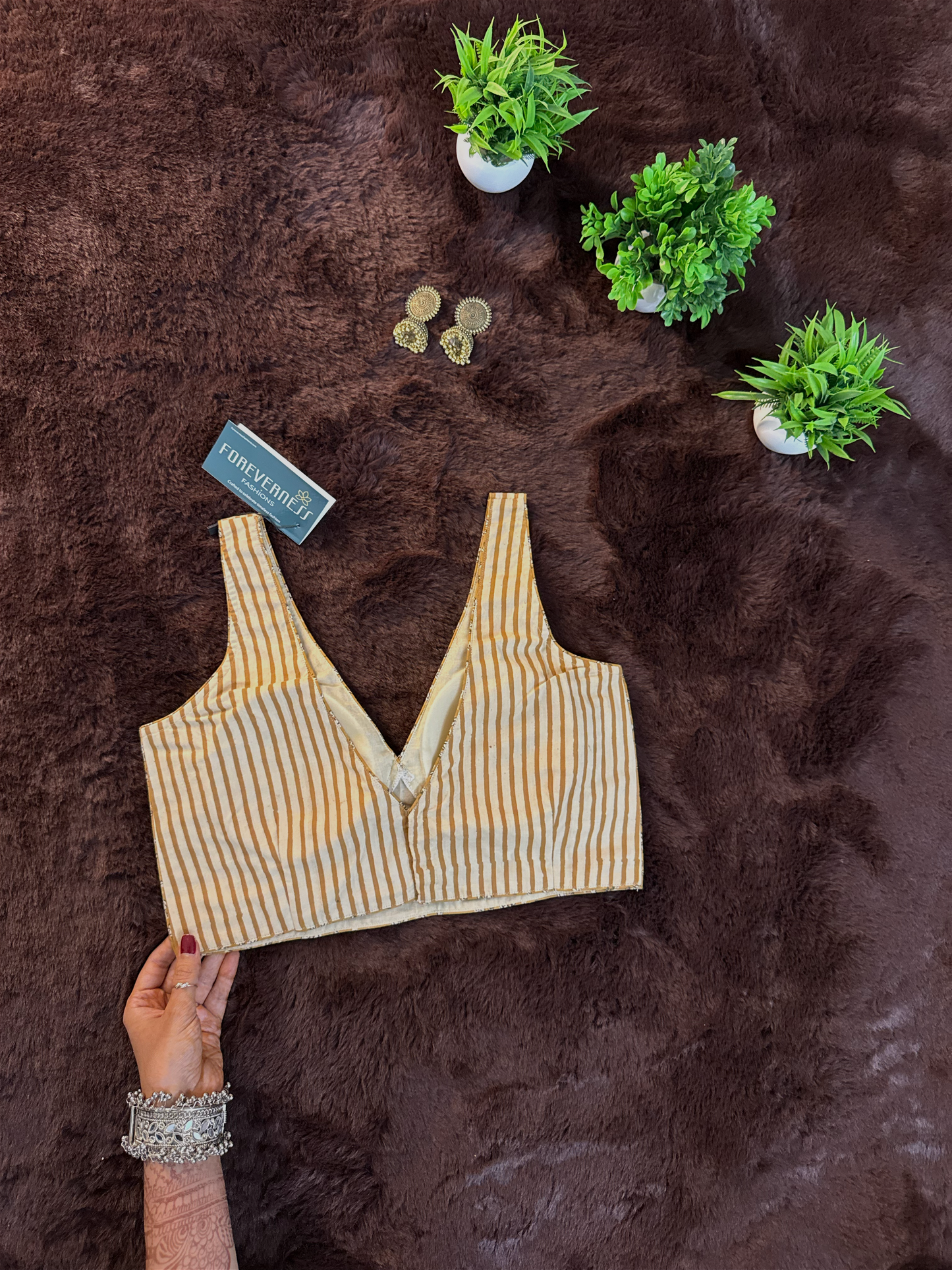 Mustard Handblock Cotton Blouse