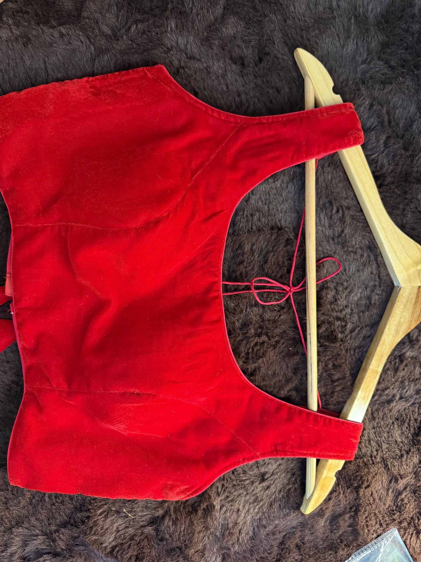 Red Velvet Sleeveless Blouse