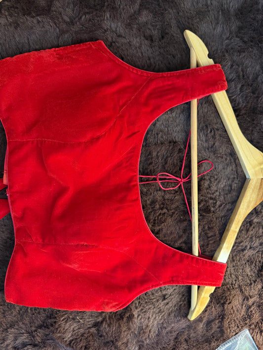 Red Velvet Sleeveless Blouse