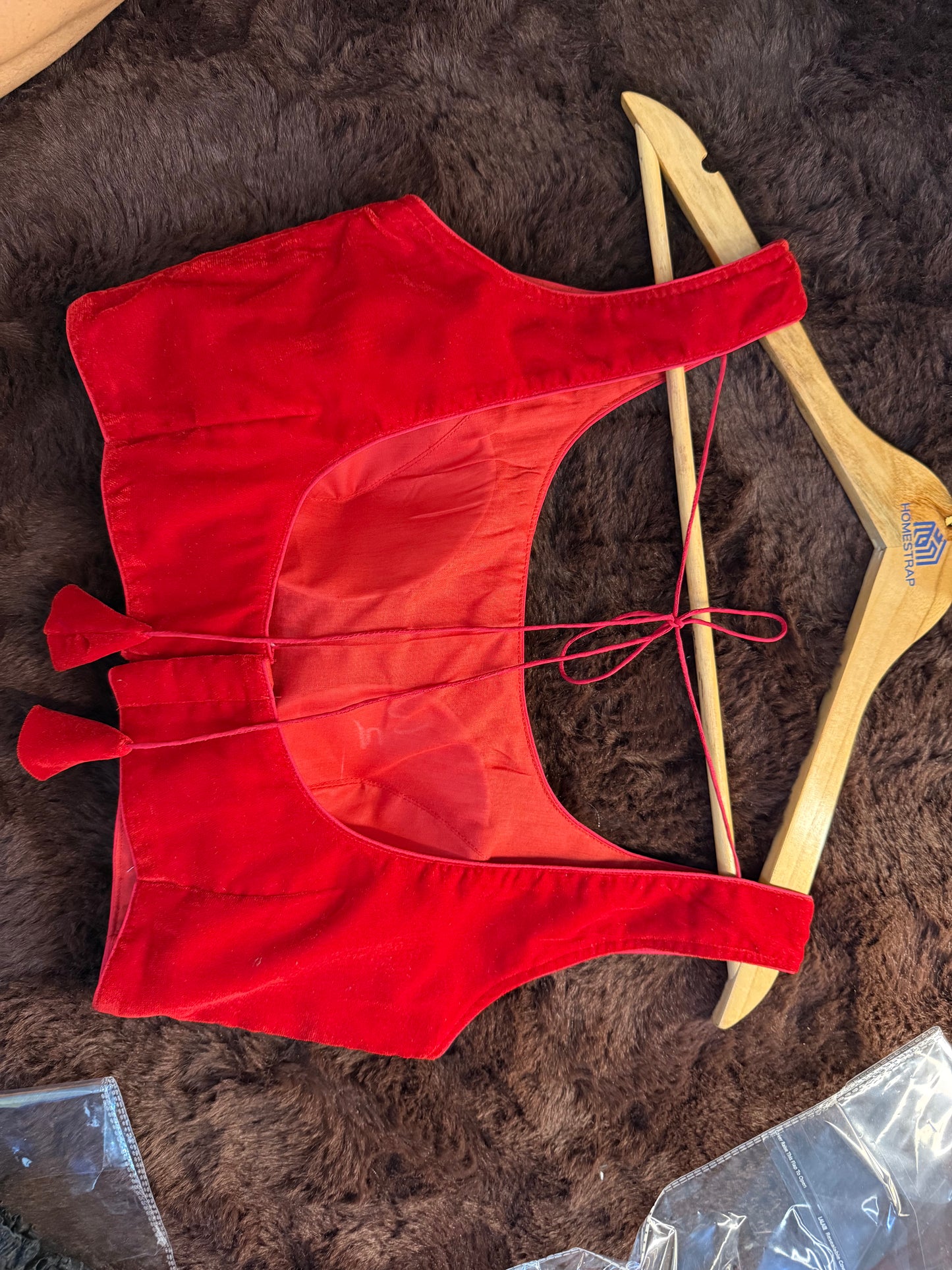 Red Velvet Sleeveless Blouse