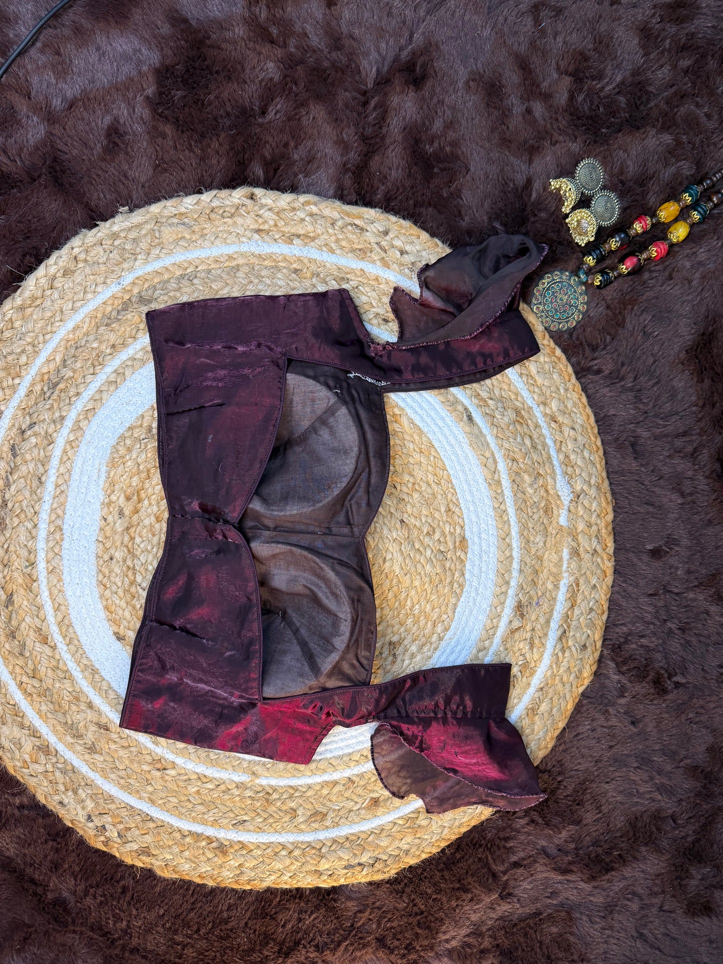 Wine Jimmy Choo Blouse with Short Ruffle Sleeves