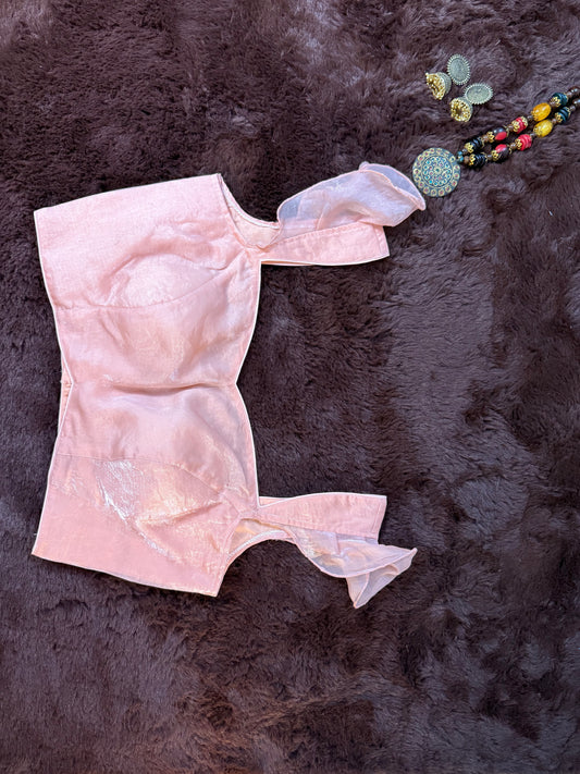 Light Pink Jimmy Choo Blouse with Short Ruffle Sleeves