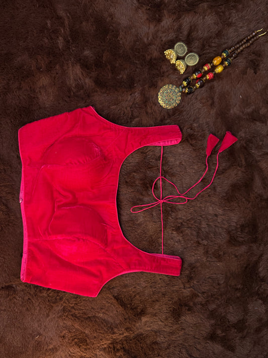 Rani Pink Velvet Sleeveless Blouse