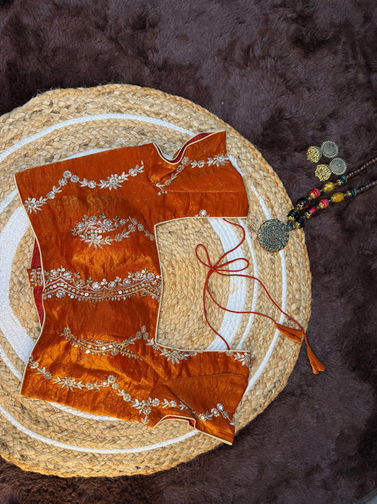 Orange Jimmy Choo Blouse with Heavy Handwork