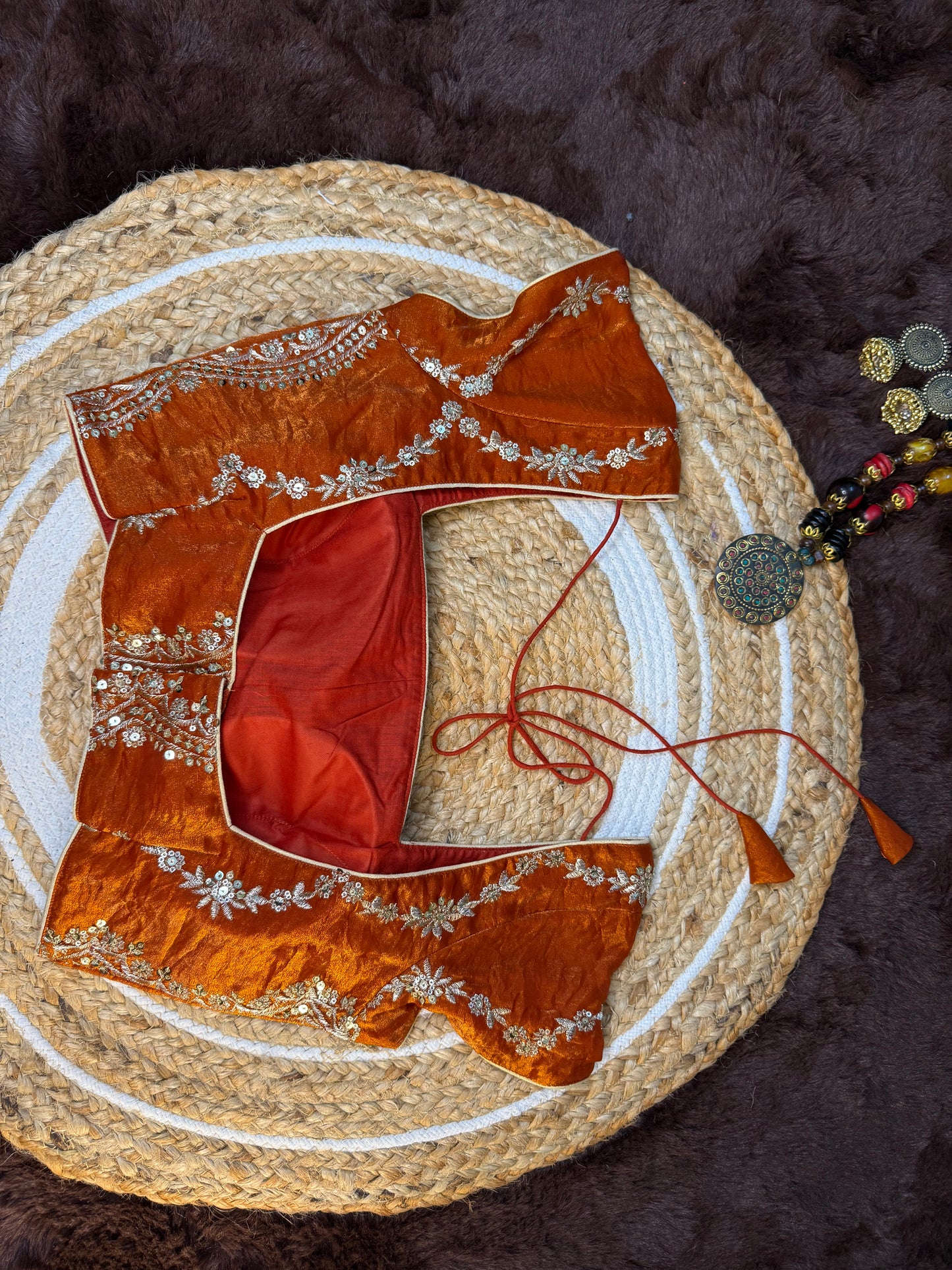 Orange Jimmy Choo Blouse with Heavy Handwork