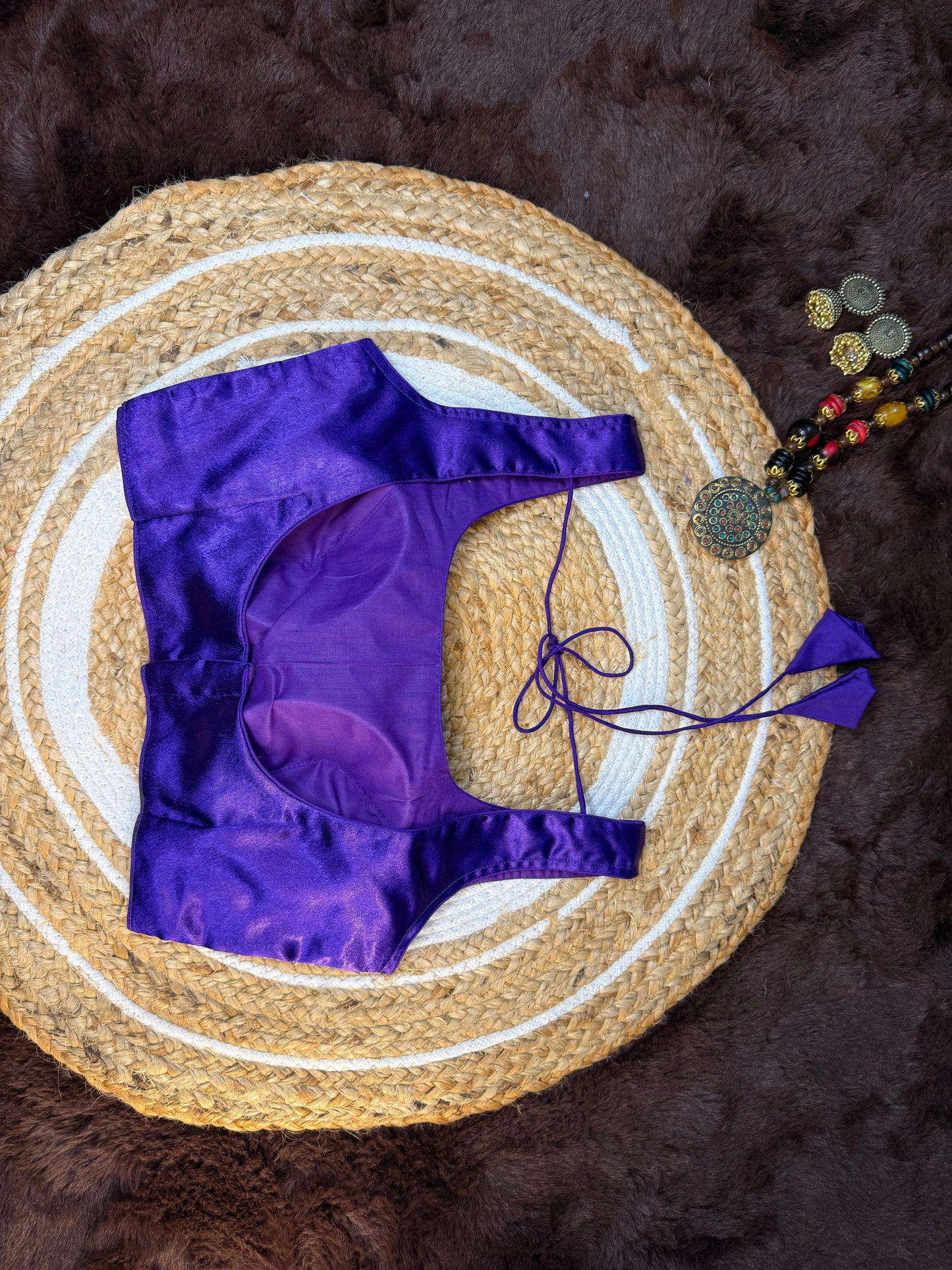 Purple Satin Sleeveless Blouse