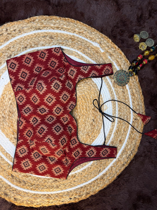 Ajrakh Print Sleeveless Blouse