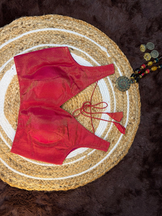 Pink Tissue Sleeveless V-Neck Blouse