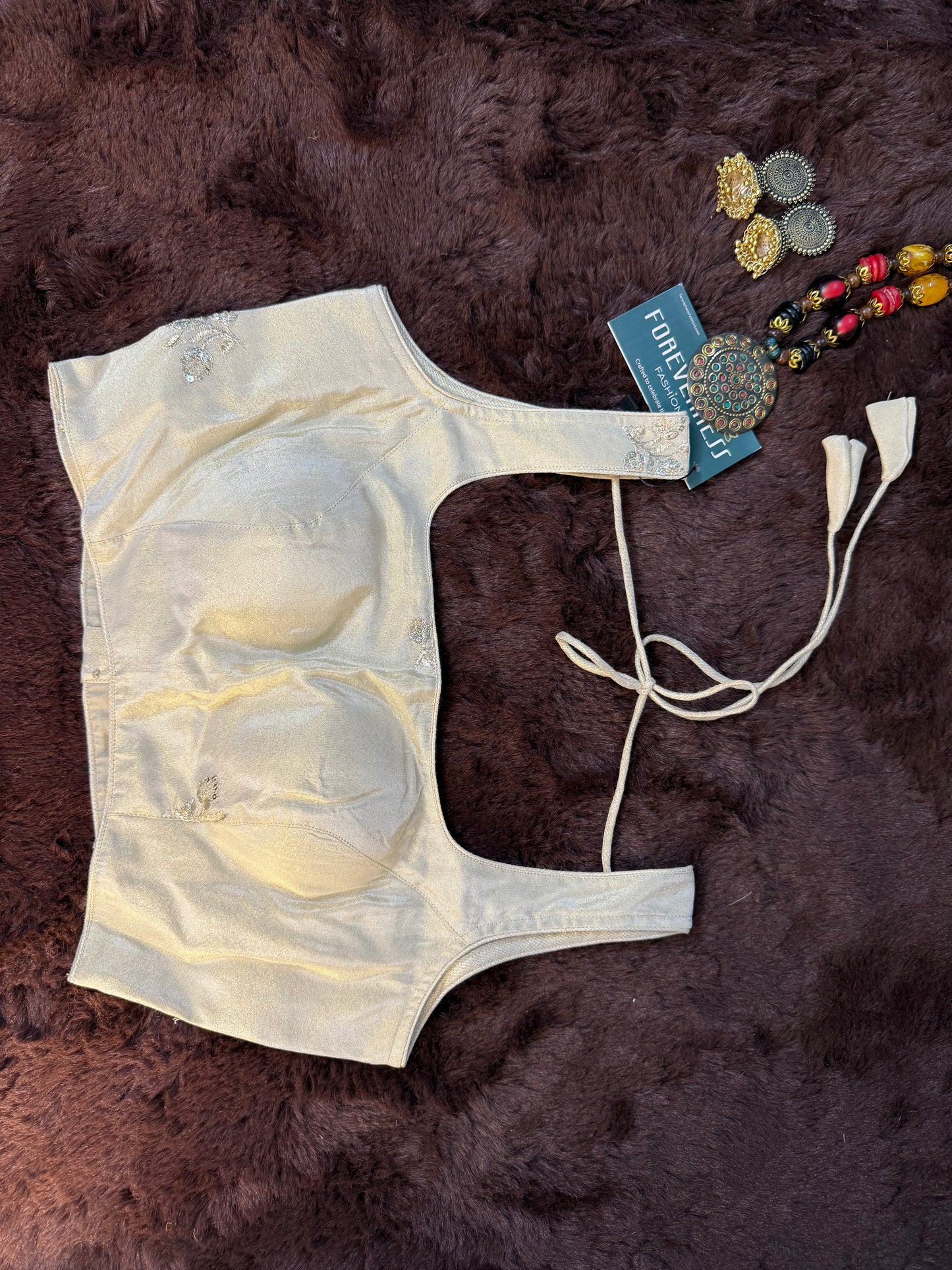 Beige Tissue Silk Sleeveless Blouse