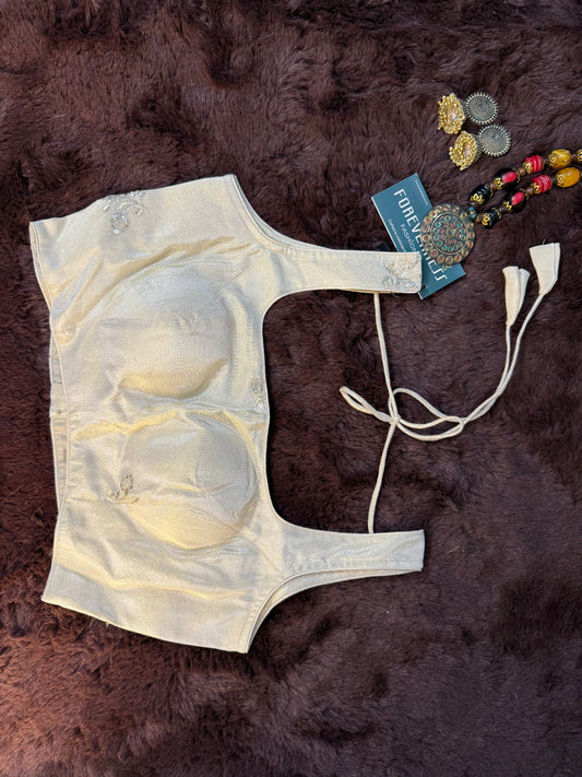 Beige Tissue Silk Sleeveless Blouse