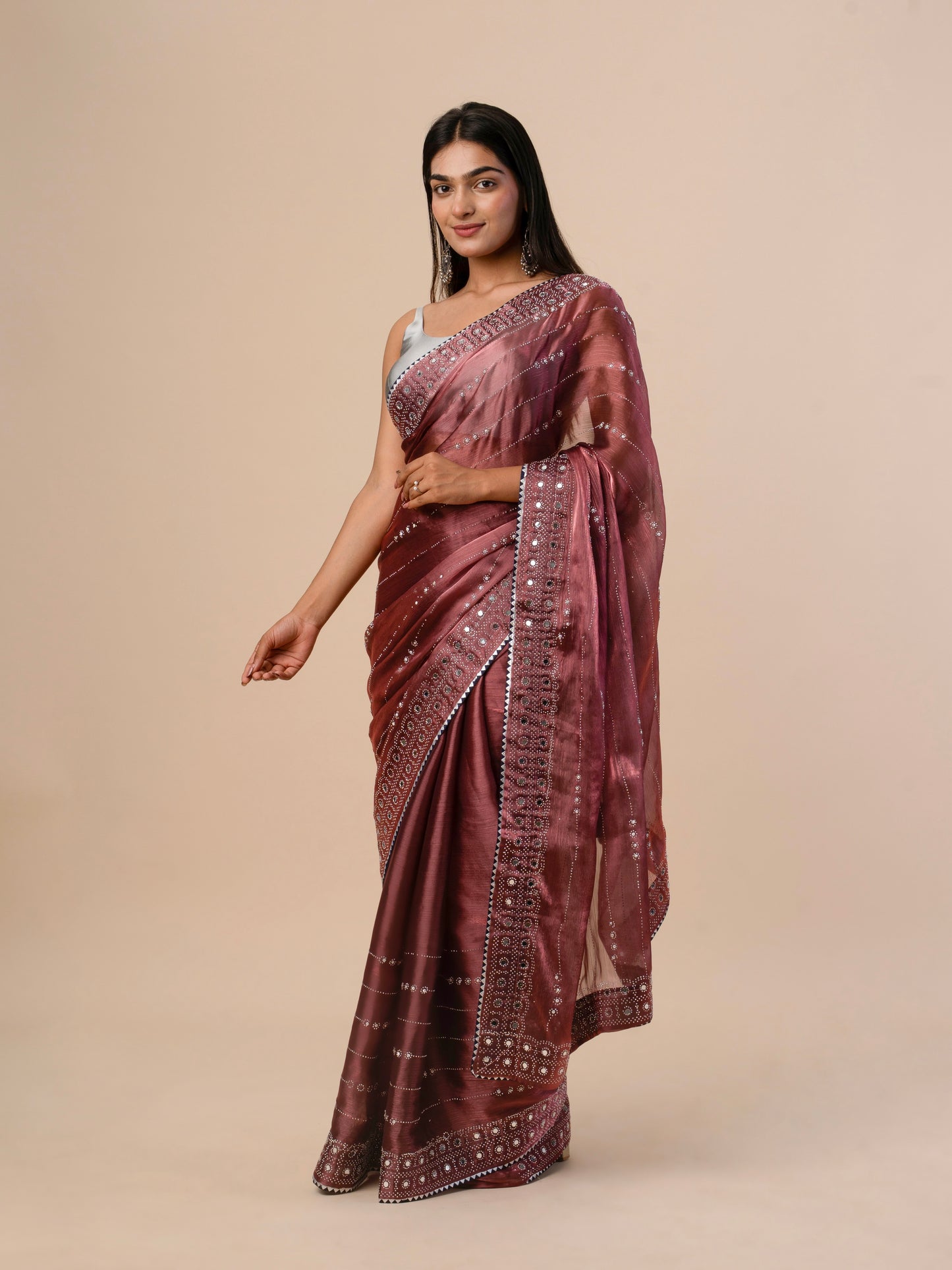 Soft Zimmy Choo Silk Saree with Intricate Mirror Work Border