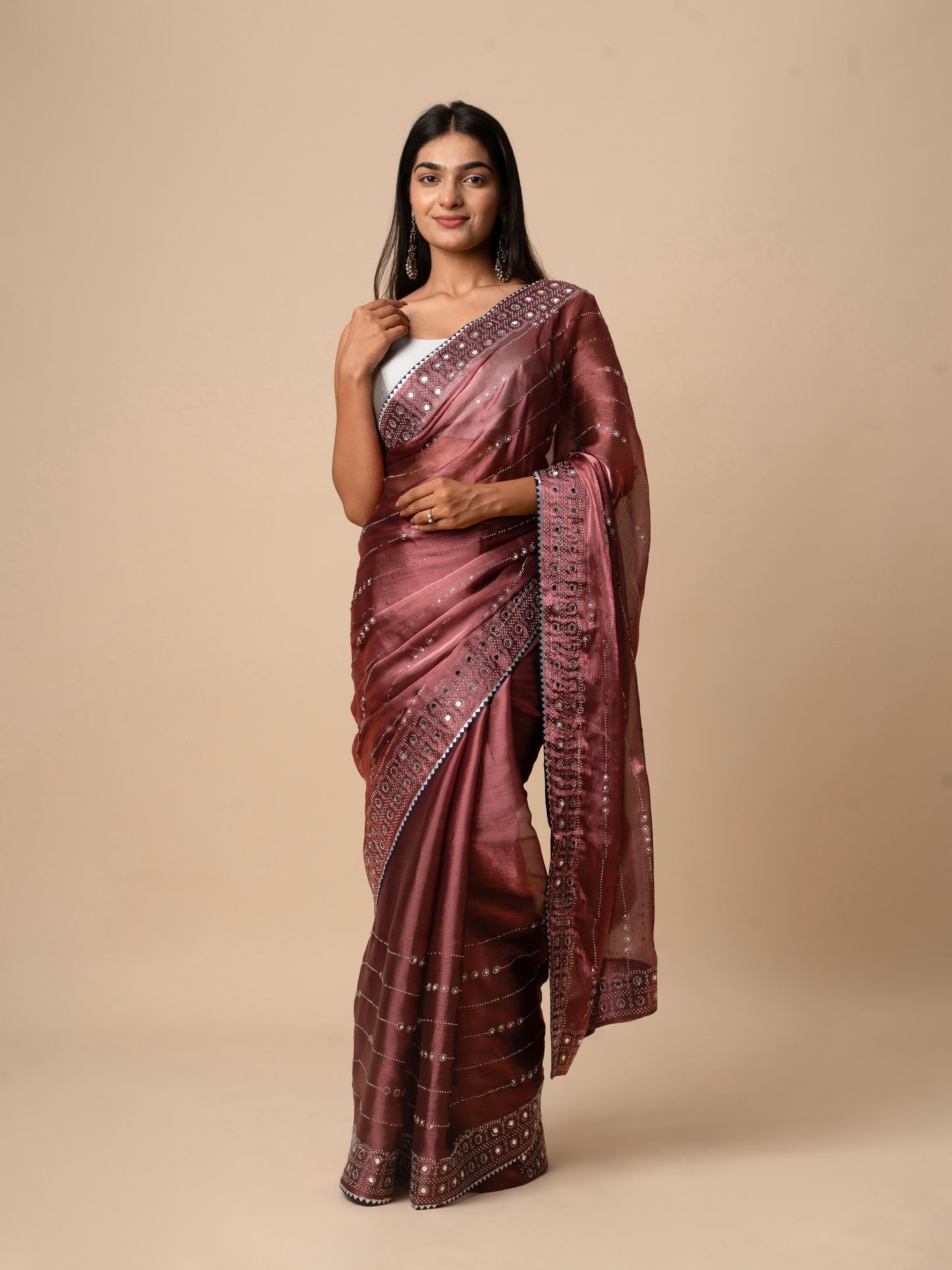 Soft Zimmy Choo Silk Saree with Intricate Mirror Work Border