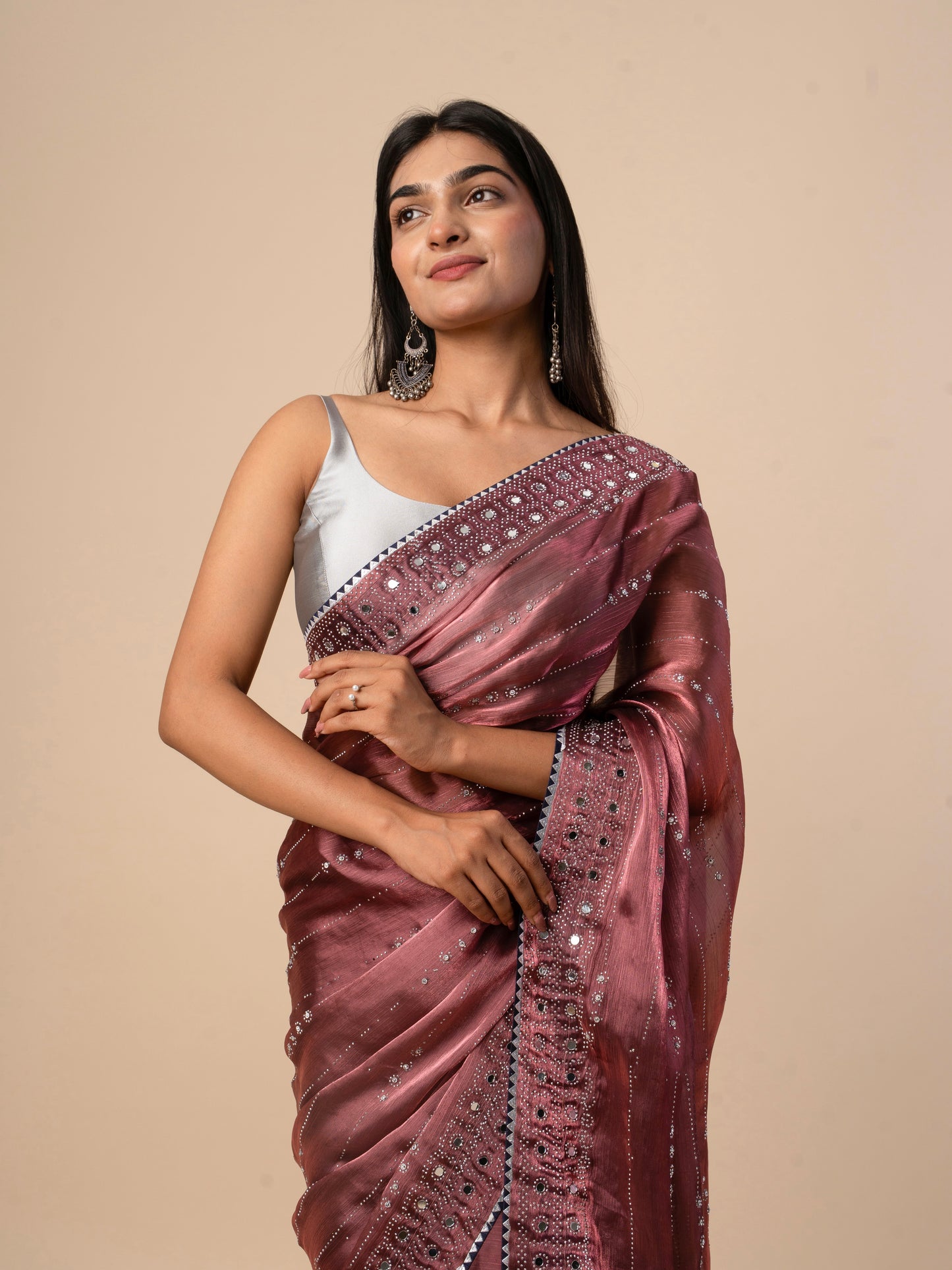 Soft Zimmy Choo Silk Saree with Intricate Mirror Work Border