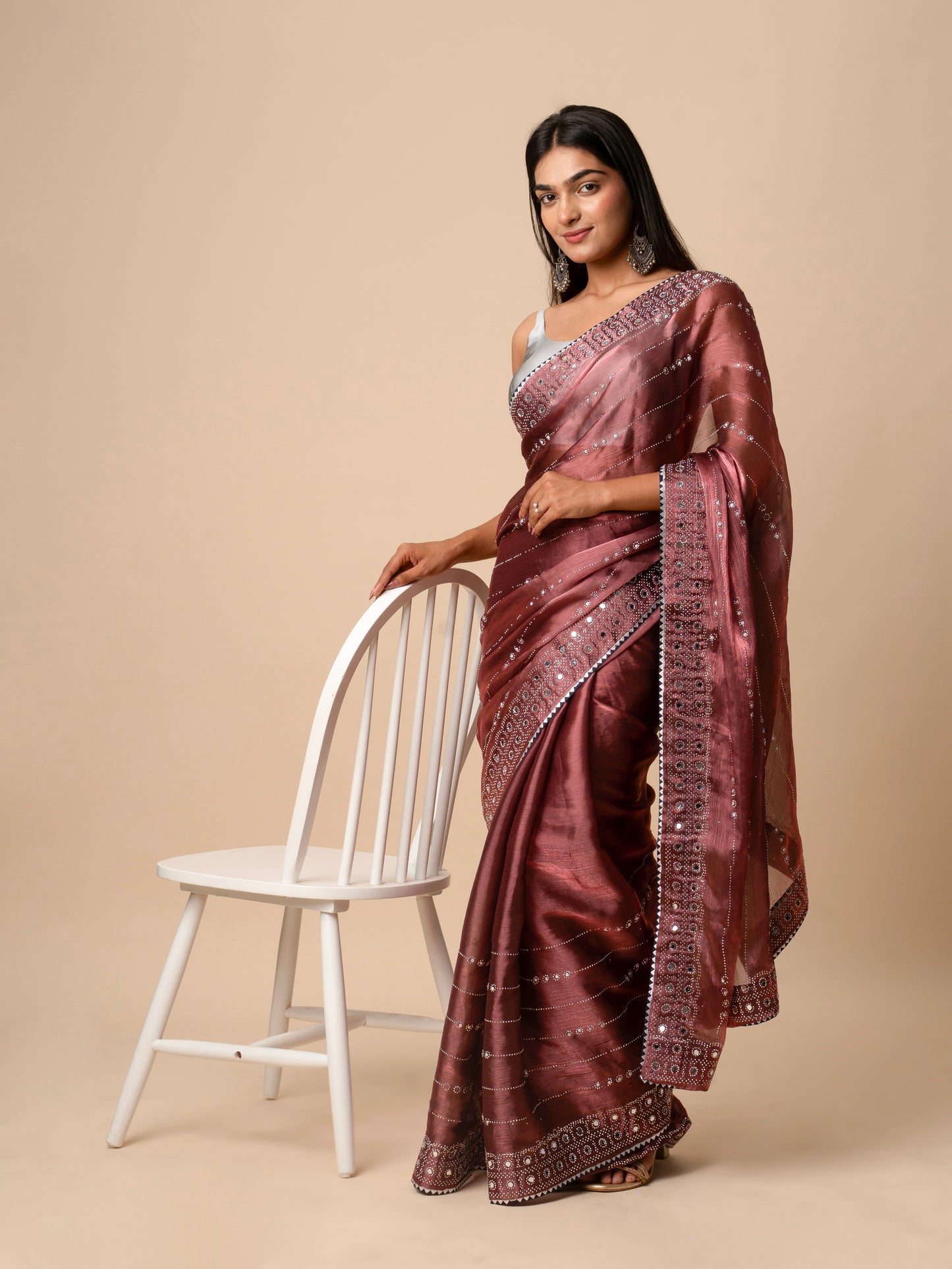 Soft Zimmy Choo Silk Saree with Intricate Mirror Work Border
