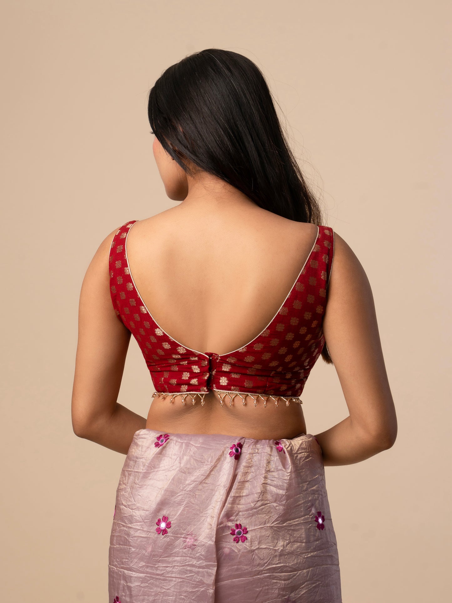 Georgette Banarasi Blouse with Zari Weaving & Tassel Detailing