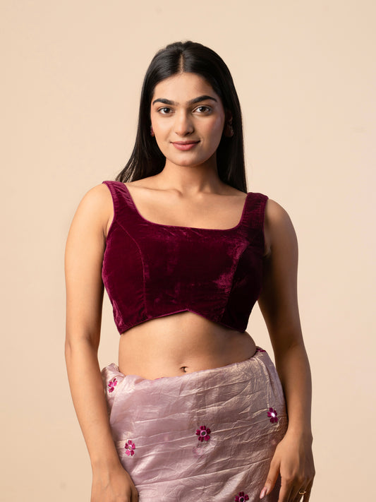 Deep Wine Velvet Blouse