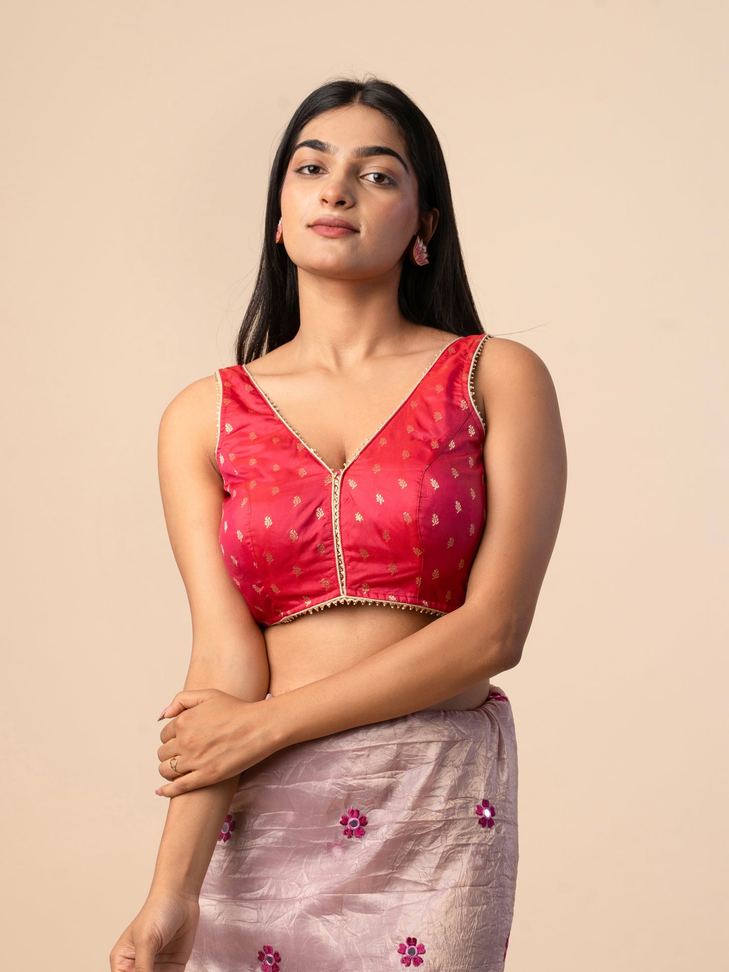 Rani pink Zari Embroidered Blouse