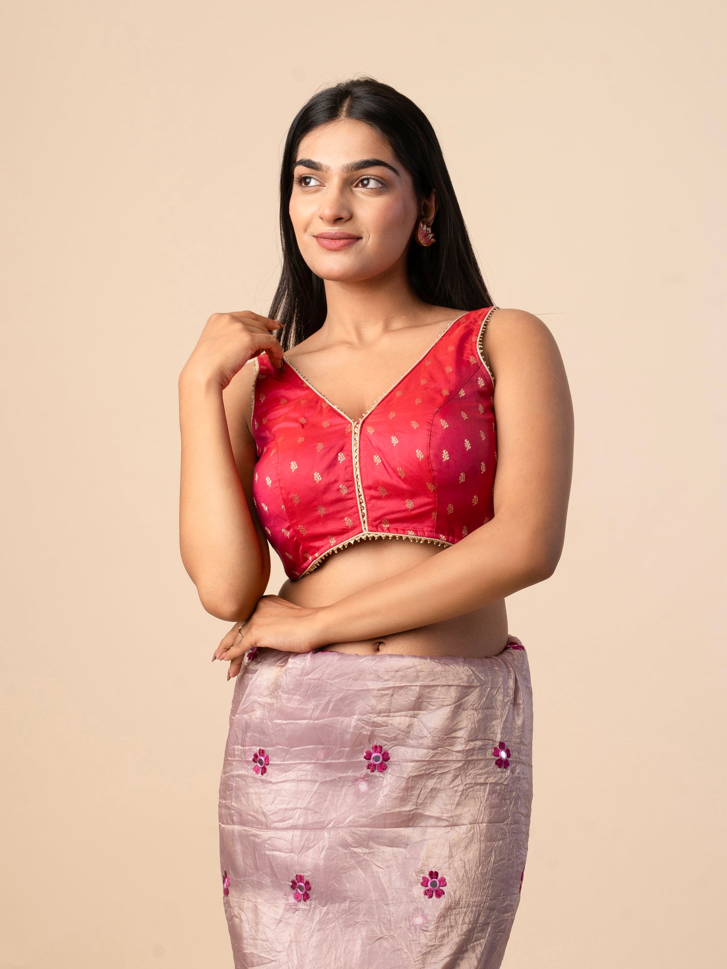 Rani pink Zari Embroidered Blouse