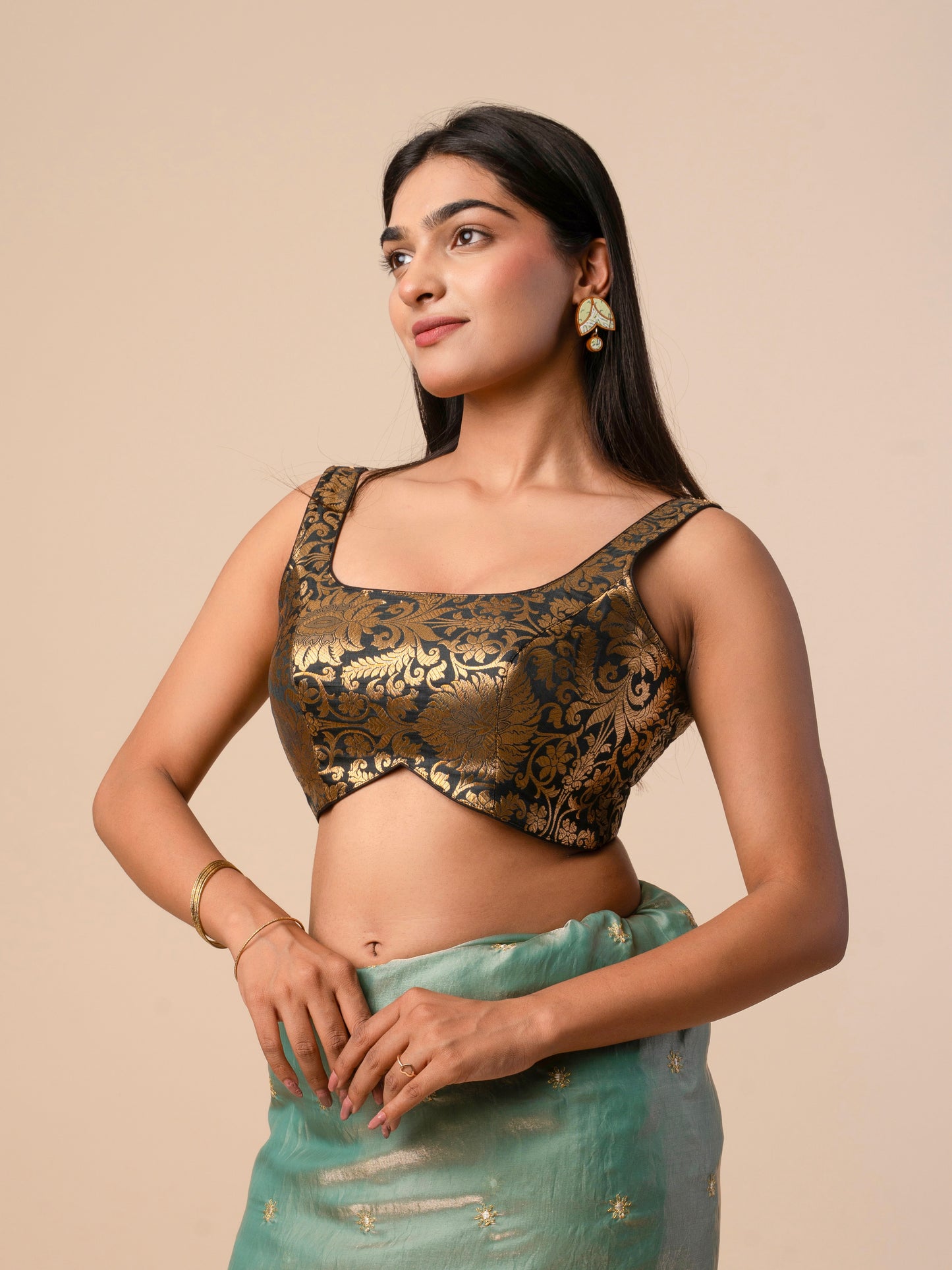 Regal Noir Brocade Blouse