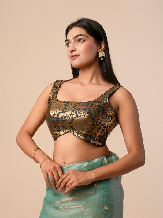 Regal Noir Brocade Blouse