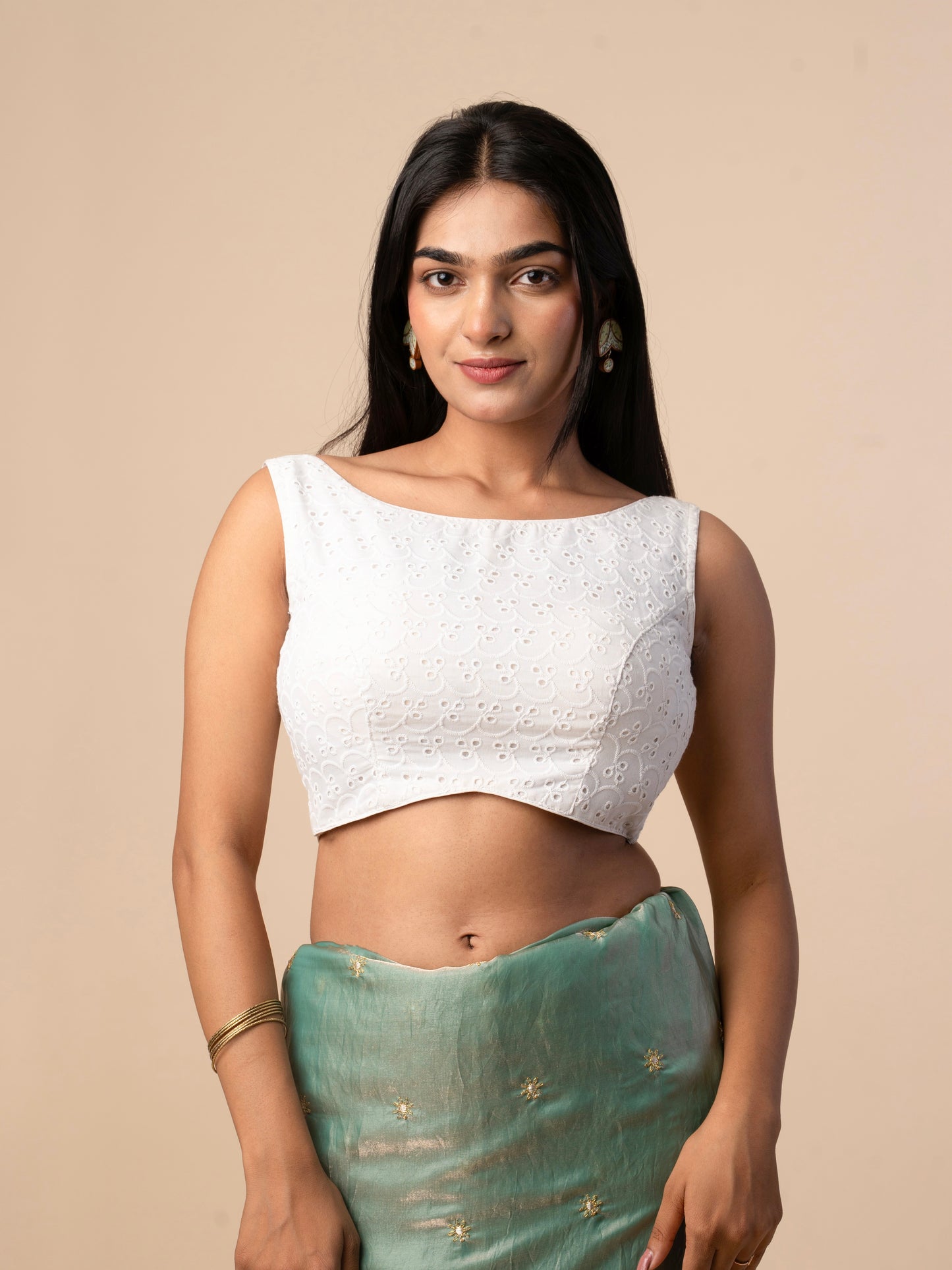 White Chikankari Cotton Blouse