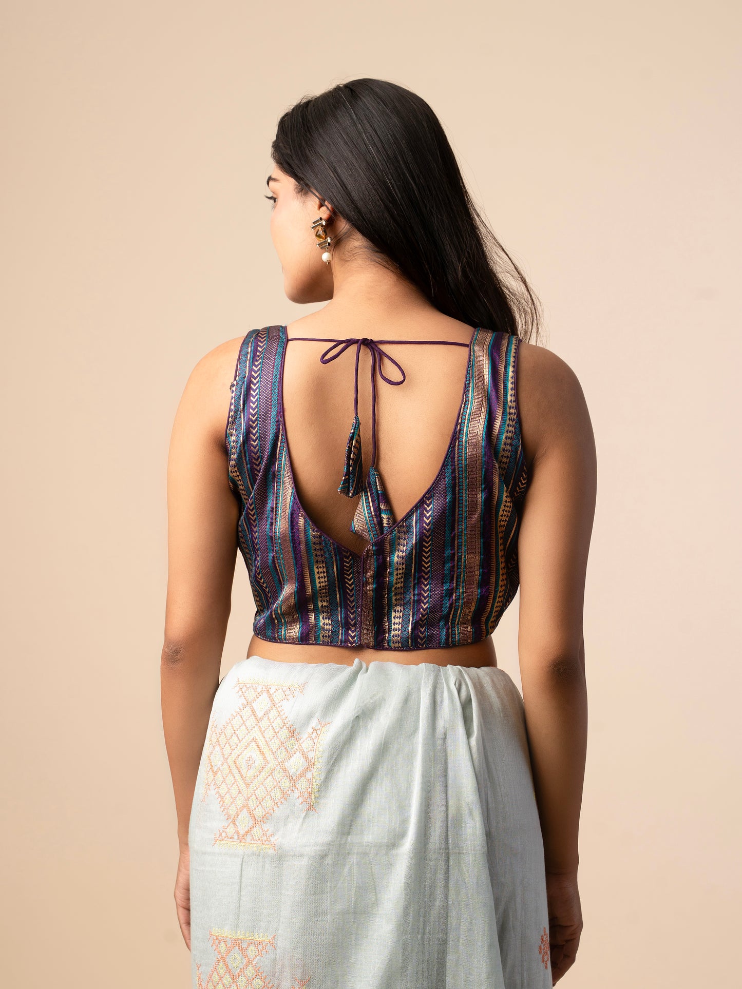 Multicolor Striped Banarasi Brocade Silk Blouse