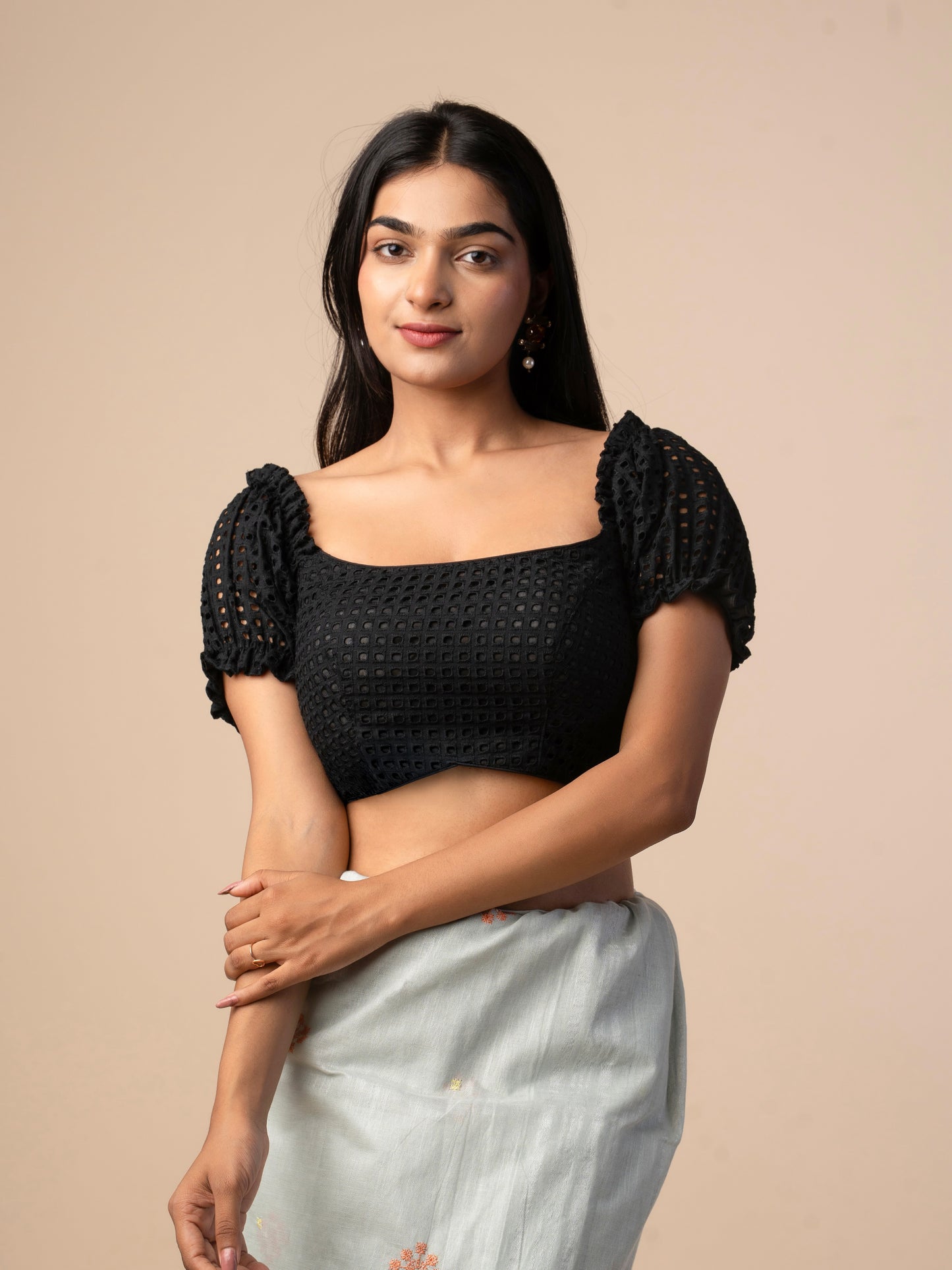 Chikankari Blouse with Puff Sleeves