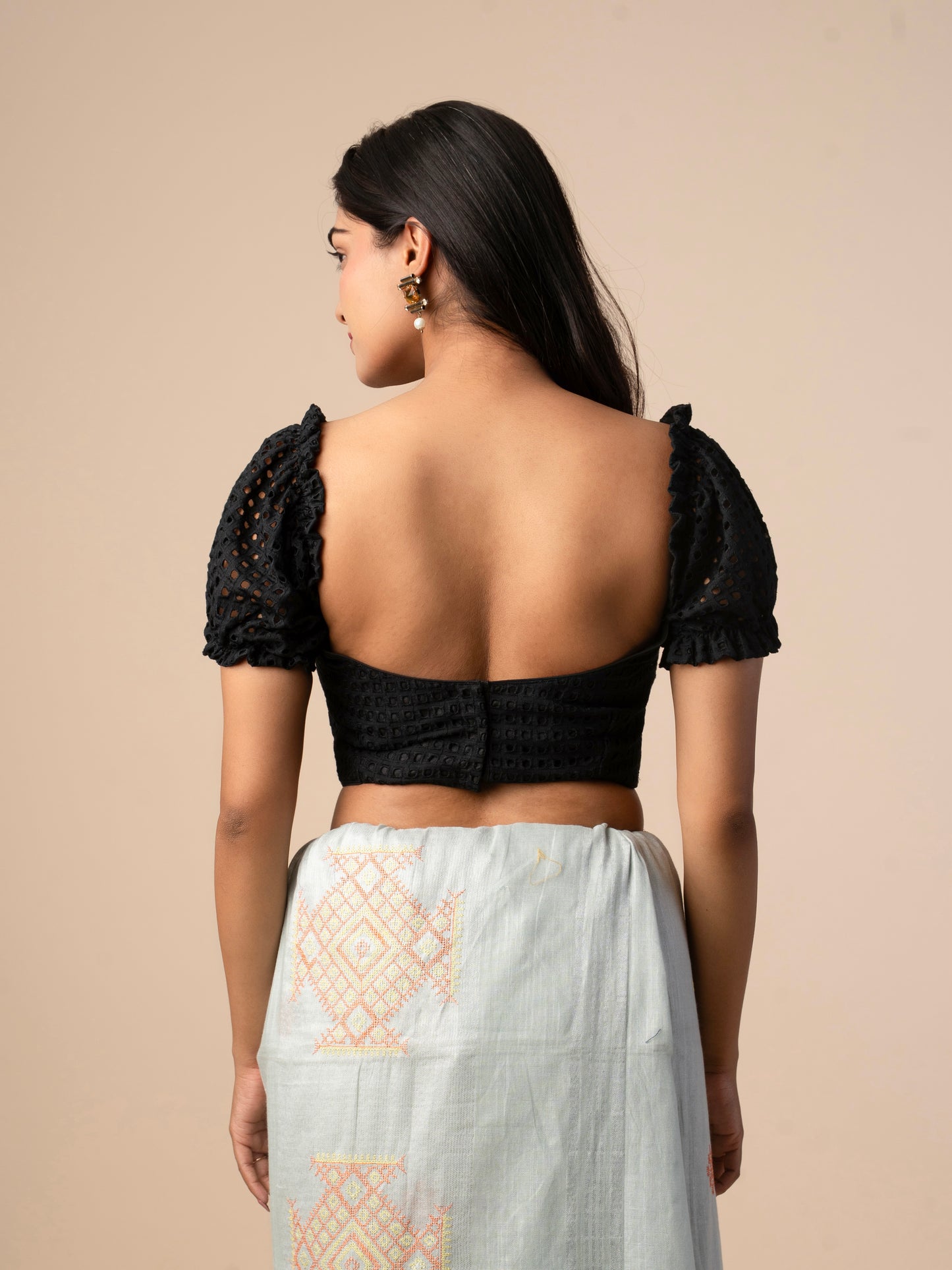 Chikankari Blouse with Puff Sleeves