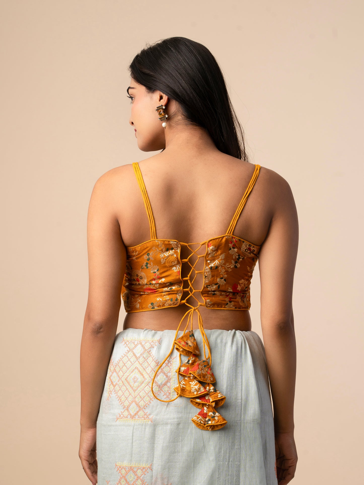 Strappy Blouse with Gold Zari Weaving