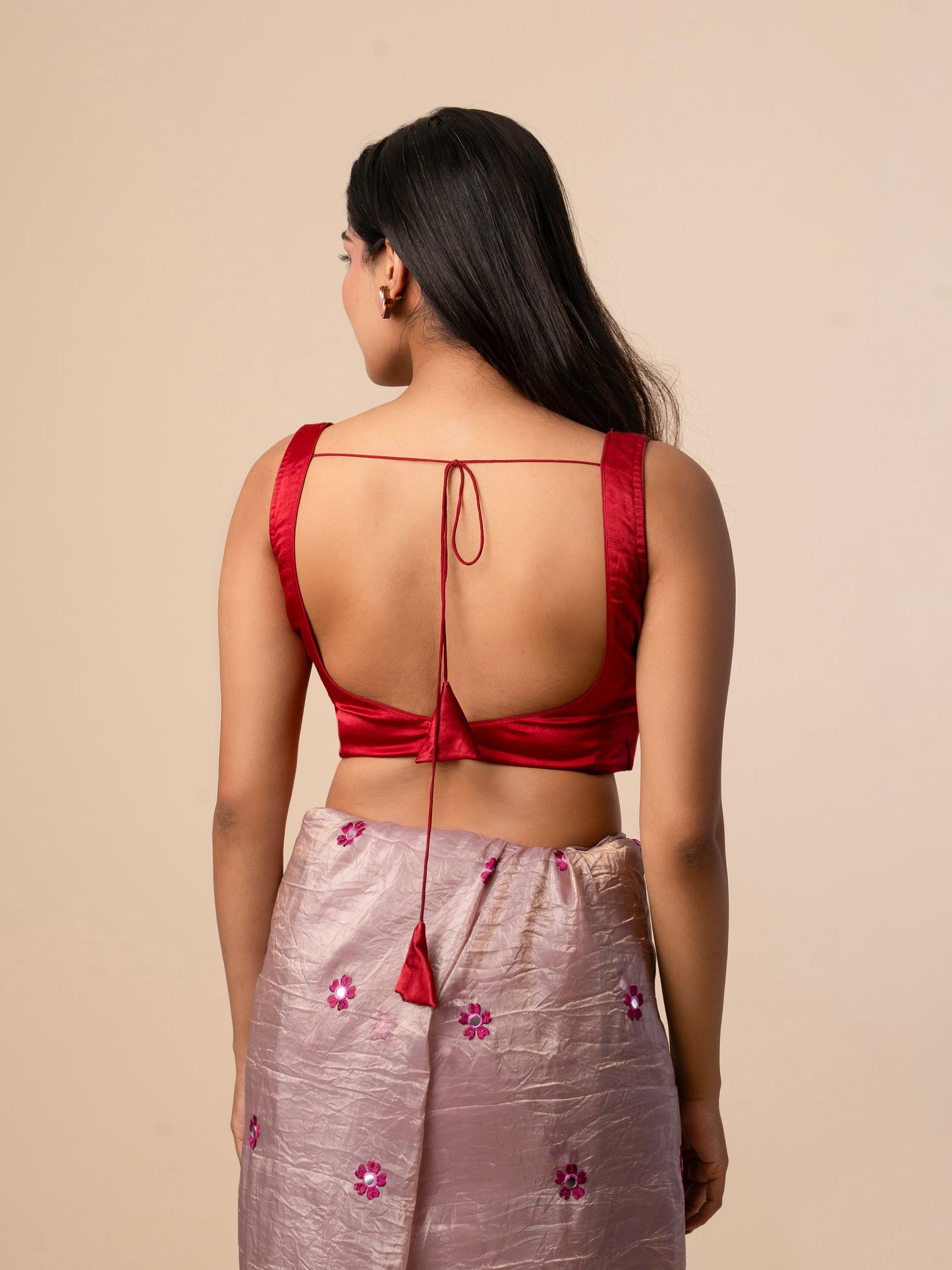 Crimson Elegance Satin Silk Blouse